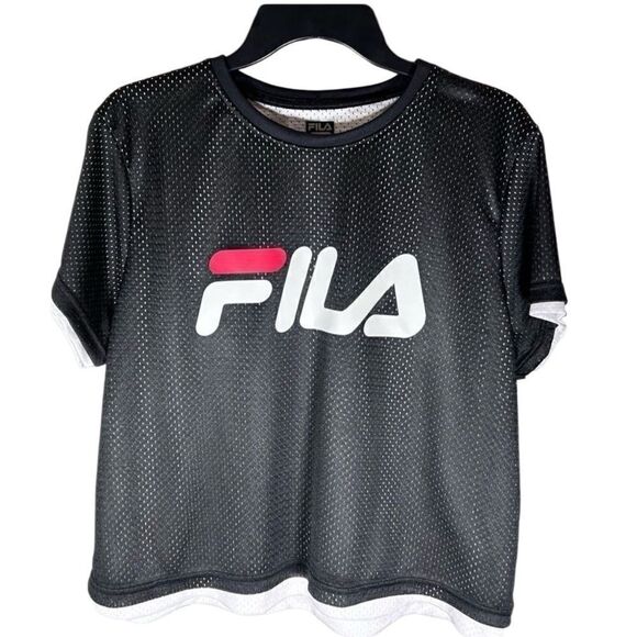 FILA MICHELLE CROPPED MESH TEE shirt jersey size large - Picture 1 of 14